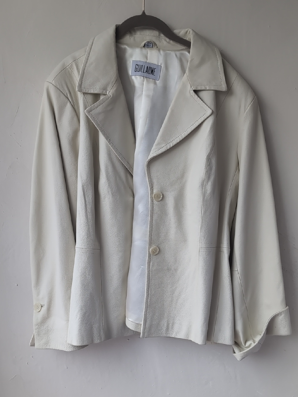 Guillaume Cream Leather Blazer Jacket